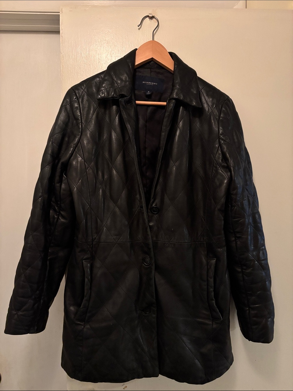 Burberry Black Quilted Leather Button-Front Jacket